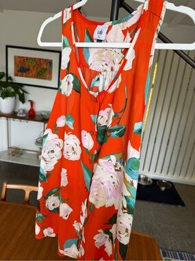 CAbi Floral Button-Front Blouse in Orange